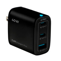 CARGADOR DE PARED ACTECK  ENERGON PLUS CP440 / 40 W / CARGA RAPIDA / USB C + USB A / 1 AÑO DE GARANTIA / NEGRO / AC-944014