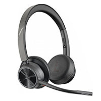 DIADEMA HP POLY 77Z00AA VOYAGER 4320 / VERSION MICROSOFT TEAMS, INALAMBRICA, BINAURAL, BLUETOOTH, DONGLE USB-A, ALCANCE DE 50 M HASTA 24 H DE CONVERSACION CON BASE DE CARGA