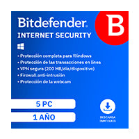 Licencia Antivirus Bitdefender ESD Internet Security 1 Año 5 Usuarios