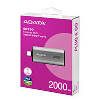 Disco Duro Externo Adata SC750 3.5" 2TB USB-C 3.1 Gris Resistente a Polvo para PC