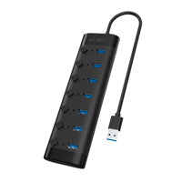 HUB ACTECK PORT X7C DH470 / HUB 7 EN 1 USB CON SWITCH / PUERTOS USB 7 / USB A / USB 3.0 / 30 CM / 5GB / WINDOWS, MAC OS, LINUX / NEGRO / AC-937054
