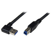 CABLE 1M USB 3.0 (5GBPS) SUPER SPEED USB B MACHO A USB A MACHO ACODADO EN ÁNGULO A LA DERECHA - NEGRO