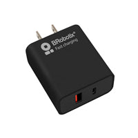 CARGADOR 18W CARGA RÁPIDA DUAL USB V3.0, 1 PUERTO TIPO A Y 1 PUERTO TIPO C, NEGRO