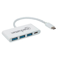 Manhattan 3-Port USB 3.2 Gen1 Hub with Power Delivery, White