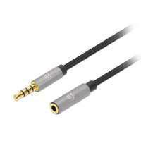 CABLE AUDIO ESTEREO MANHATTAN, 356022, 3.5MM EXTEN. M-H 1.0M NEGRO/ALUMINIO PLATEADO