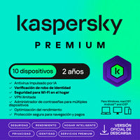 Licencia Antivirus ESD Kaspersky Premium 2 Años 10 Dispositivos 5 Cuentas KPM