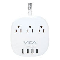 SUPRESOR DE PICOS VICA  PARA ESCRITORIO 3 SALIDAS Y 4 PUERTOS USB