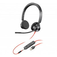 DIADEMA HP POLY 8X221AA BLACKWIRE 3325 / ALAMBRICA USB -A CON MICROFONO SALIDA 3,5MM CANCELACION DE RUIDO CONLOR NEGRO CON NARANJA