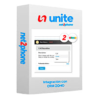INTEGRACION A ZOHO - NET2PHONE - PARA CONMUTADOR TELEFONICO UNITE - LICENCIA DE 1 USUARIO - RENTA MENSUAL - ENTREGA ELECTRONICA