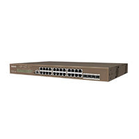 SWITCH TENDA G5328P-24-410W IP-COM CAPA 3 28 PUERTOS 24 POE-410 WATTS 4 PUERTOS SFP 1000 BASE-X ADMITE ABUNDANTES SERVICIOS, COMO ENRUTAMIENTO ESTATICO BASADO EN IPV4 VLAN IGMP QOS ACL DHCP