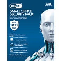 ESET SMALL OFFICE SECURITY, 10 LICENCIAS PCS 1 LICENCIA PARA SERVER WINDOWS CONSOLA LOCAL, 1 AÑO DE VIGENCIA CAJA