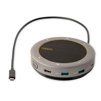 ALTAVOZ DE CONFERENCIA USB-C MINI DOCK STARTECH.COM, ALTAVOZ PORTATIL PARA SALA DE JUNTAS Y ADAPTADOR MULTIPUERTO, USB-C A VGA/4K HDMI, 2X HUB USB-A, MICROFONO/ALTAVOZ, EQUIPOS/ZOOM/SOFTPHONE/TEAMS
