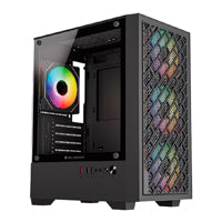 GABINETE GAMER BALAM RUSH NITROX EDGE AIRCOOL 4700A / MINI TORRE / MICRO-ATX, MINI ITX / INCLUYE 3 VENTILADORES ARGB 120 MM / CRISTAL TEMPLADO / NEGRO / BR-943901