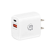 CARGADOR PARED,MANHATTAN,406291, 20W, USB-C PD 20W Y USB-A QC 18W