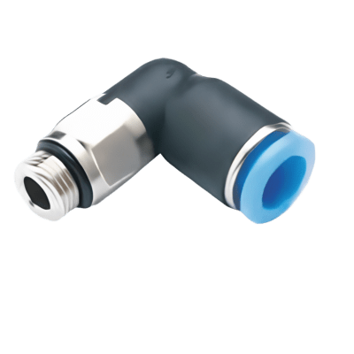 Conector Neumático / Codo 90° Orientable / Tubo 8 mm / Rosca G1/4" / Con O-ring