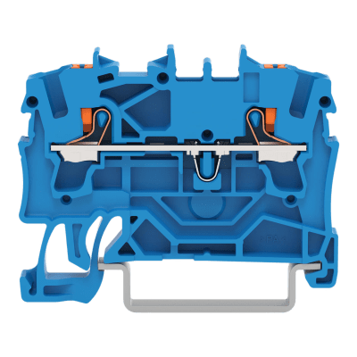 Borna de Paso / Push-in CAGE CLAMP® / 2.5 mm² / Tecla de Accionamiento / Aplicaciones Ex e II y Ex i / Marcaje Lateral y Central / Carril DIN 35 x 15 y 35 x 7.5 / Color Azul