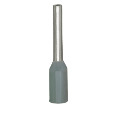 Terminal de Manguito con Camisa de Plástico / 0.75 mm² / 18 AWG / Cincado Galvanizado / Collar Estándar / Longitud 14 mm / Gris / 1000 UDS