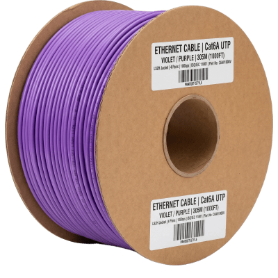 Bobina de Cable UTP de 4 Pares, Vari-MaTriX HD, Cat6A, 23 AWG, CMR (Riser), Color Violeta, 305 Metros (1000 Pies)