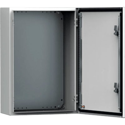 Gabinete de Uso Exterior MAS 400 x 300 x 155 mm (15.7 x 11.8 x 6.1 in) NEMA 4/12/13; IP66; IK10 de Acero Dulce 1.5 mm con Platina de Montaje Incluida Color Gris Claro