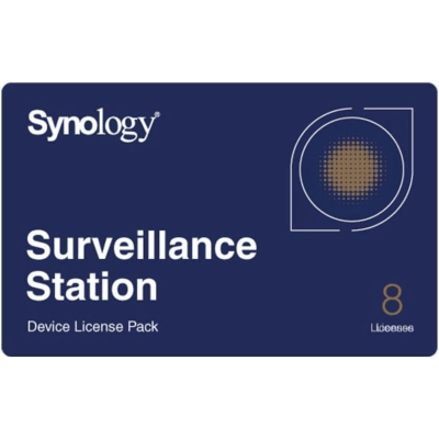 Licencias de Dispositivos de Vigilancia Synology | Paquete de 8 Licencias | Compatibilidad con Cámaras IP, Módulos de E/S, Altavoces IP | Gestión Centralizada CMS | Licencias Predeterminadas Incluidas.