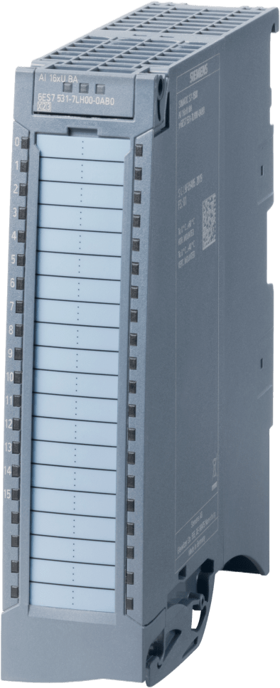 Módulo de Entrada Analógica SIMATIC S7-1500 / AI 16xU BA / 16 Canales 16-bit / Resolución 0.5% / Grupos de 16 / Voltaje Común 4 V DC / Diagnósticos / Interrupciones Hardware