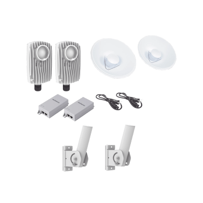 Kit de 2 radios C6X con 2 antenas de (20 dBi), rango de frecuencia extendida (5.1 a 6.4 GHz),  incluye inyector POE, cable de alimentación y 2 FLEXIMOUNT-XL para alineación