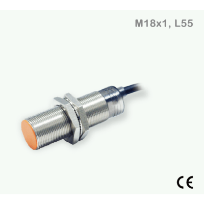 Sensor de Proximidad Inductivo Cilíndrico / M18 / 5 mm de Detección / PNP N.O. / Cable 3 Hilos 2 Metros / IP67 / Protección contra Cortocircuito y Polaridad Inversa / −25 a +70°C