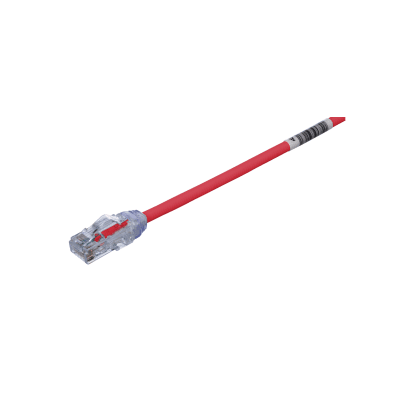 Cable de Parcheo UTP Cat6A, CM/LSZH, Diámetro Reducido (28AWG), Color Rojo, 1 Metro (3.28 Pies).