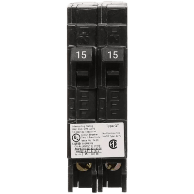 Interruptor automático DUPLEX enchufable tipo QT 2 polos, 20-30 amp