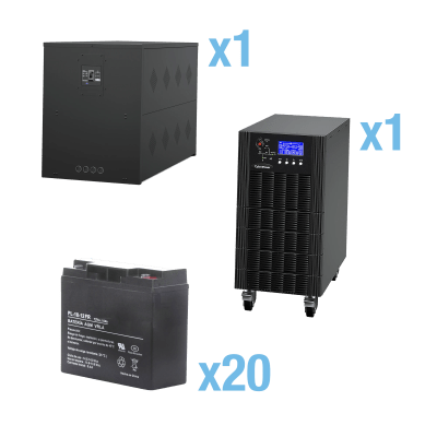 UPS Trifásico de 10 kVA/10 kW, Topología Online Doble Conversión, Voltaje de 208/220 Vca de L-L, Respaldo de 5 Minutos al 100% de Carga, Incluye Módulo y Banco de Baterías