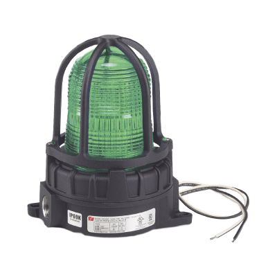 Luz de advertencia LED color Verde para ubicaciones peligrosas, montaje para superficies, 120/240Vca