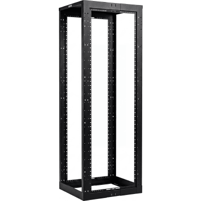 Rack de Cuatro Postes Estándar de 19", Rieles Con Orificio Para Tuerca Enjaulada, Profundidad Ajustable de 23 a 42 in, 45 Unidades de Rack, Color Negro