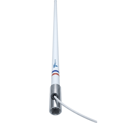 Antena Marina VHF / Fibra de Vidrio / Base Acero Inoxidable / 156-163 MHz / 6 dBi / Cable 10 m (32.8 ft) / PL-259 / Exterior