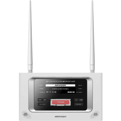 (HikFire) Panel Inalámbrico de Detección de Incendio (Gateway LoRa) / Pantalla LCD Táctil / Comunicación hasta 2 km / Gestión de 128 Dispositivos / Encriptación AES128 / Integración a HikCentral Professiona