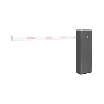 Barrera Vehicular Izquierda / Soporta Brazo Recto de Hasta 8 Metros / Soporta Brazo Articulado de 6 Metros / Movimiento fluido / Diseño Elegante Color Gris / Con Corona Led Semaforizada