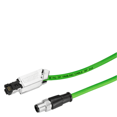 Cable de Conexión Industrial Ethernet / M12 D-coded / RJ45 / Cat5e / 15 m (49.2 ft) / PoE+ / PVC Verde / Drag Chain 3M Ciclos