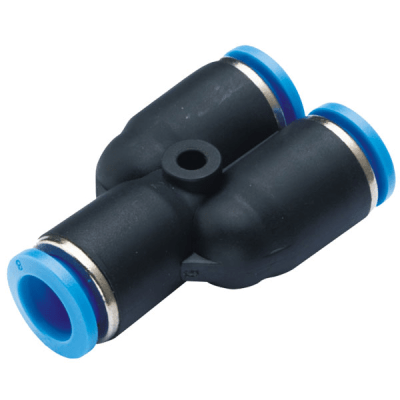 Conector de Inserción Neumático / Unión en Y / Diferentes Diámetros / Exterior Tubo 10 mm a 8 mm / Aplicación Industrial