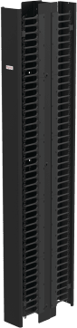 Administrador Vertical de Cables CableTek-EC, Doble Cara con Dedos Dobles, Acero 1.9 mm, Negro RAL 9005, 45U, Montaje Universal, Postes y Compuertas Incluidos
