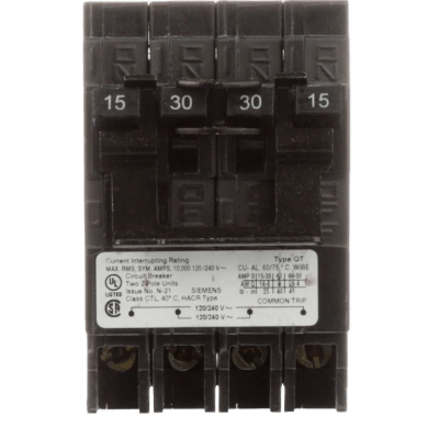 Interruptor automático CUADRUPLEX enchufable tipo QT 2 polos dobles, 40-40 amp