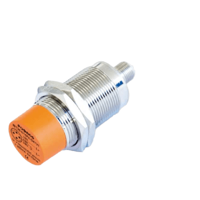 Sensor Inductivo M30 de Largo Alcance 25 mm / PNP NO / Conector M12 4 polos / No Rasante / IP67 / Protección contra Cortocircuito y Polaridad Inversa / LED Indicador Rojo / Carcasa de Latón Niquelado